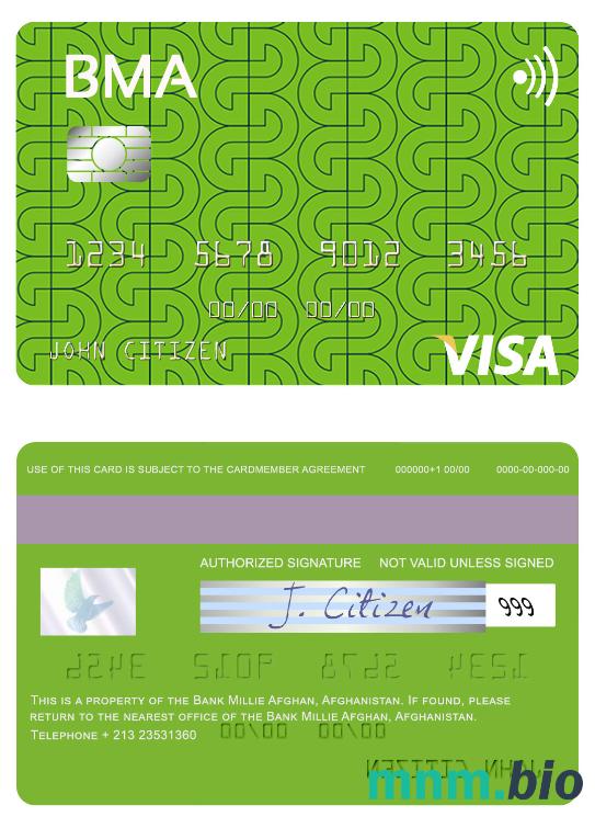 Afghanistan Bank Millie Afghan karta visa